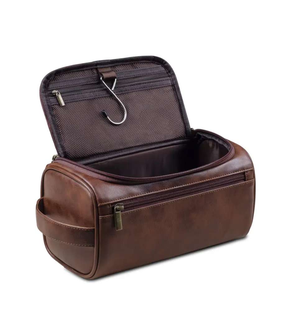 Retro Double-Color PU Leather Shockproof Toiletry Bag OEM Wholesale Travel - View 2