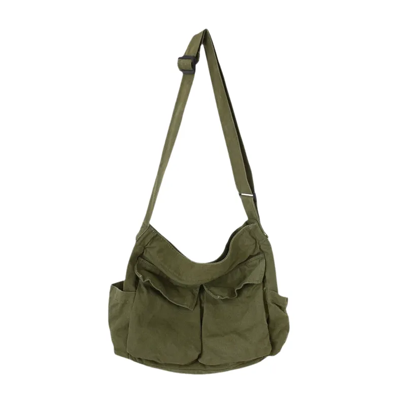 Cotton Canvas Crossbody Bag with Dual Pockets - View 1