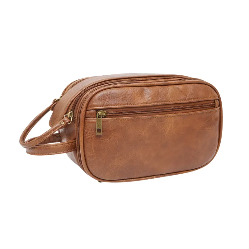 Multifunctional Vintage Faux Leather Makeup Bag - View 1