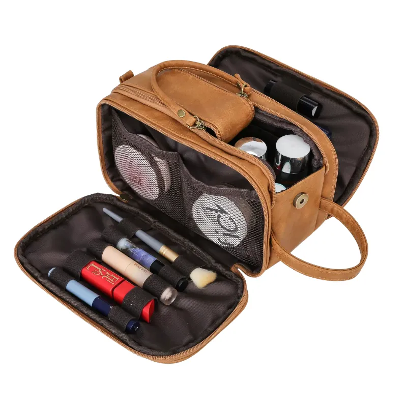 Multifunctional Vintage Faux Leather Makeup Bag - View 3