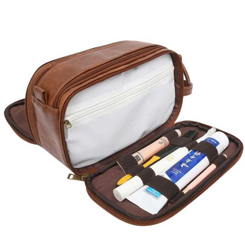 Multifunctional Vintage Faux Leather Makeup Bag - View 5
