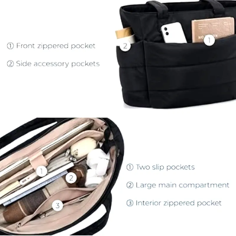 Women's Quilted Nylon Tote Bag Lightweight Waterproof Handbag for B2B - View 4