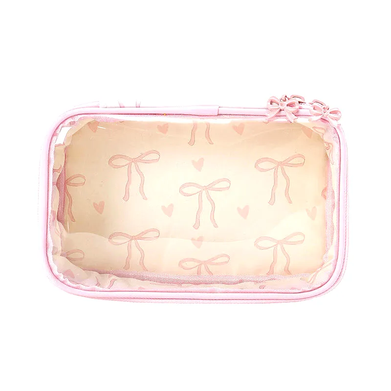B2B Ladies Bow Print PVC Cosmetic Zipper Pouch - View 2