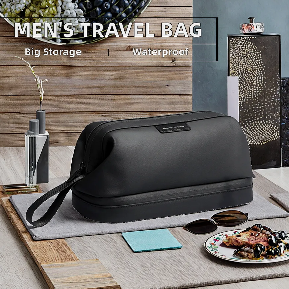 Wholesale Men's Medium Capacity PU Travel Grooming Bag with Zipper - View 3