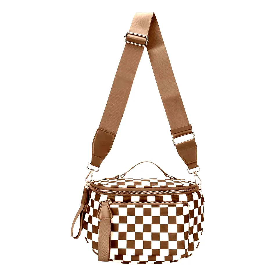 Wholesale Checkered Nylon Fanny Pack Fashion Crossbody Bag - View 1